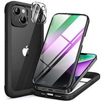 Miracase Magnetic Case for iPhone 14/15/16/16e Series Glass Case Compatible with MagSafe, [Built-in Glass Screen Protector] Full Body Case A005