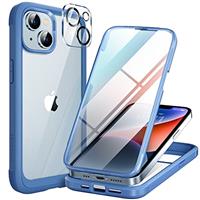 Miracase Magnetic Case for iPhone 14/15/16/16e Series Glass Case Compatible with MagSafe, [Built-in Glass Screen Protector] Full Body Case A005