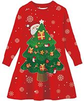 Girls Christmas Red Jumper Dress 4-11 Years Kids Winter Long