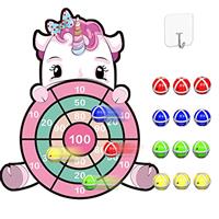 JKGIFTS 30" Dinosaur Toys for Boys, Jurassic World Dart Board Stuffed Toy, 12 Sticky Balls, Age 3-9