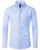 J.VER Mens Dress Shirt Stretch Plain Business Casual Long Sleeve Formal Shirt with Pocket S-6XL