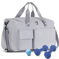 FIORETTO Womens Mens Sports Gym Bag Duffle Bag with Shoes Compartment, Weekend Travel Bag Overnight Bag for Women, Water Resistant Holdall Hospital Bag for Swimming Leopard Print