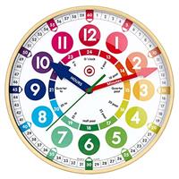 Temple Lodge Childrens Learning Large 12 Wall Clock Early Development and Activity, Learn to Tell the Time- Safe Acrylic Face, Silent Sweep Mechanism