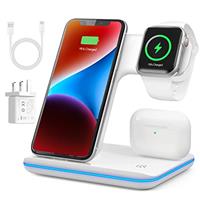 Wireless Charger 3 in 1, Wireless Charging Station for iPhone 16/15/14/13/12/11 and Apple Watch 8/7/6/5/4/3/2/SE, Charging Dock for AirPods 1/2/3/ Pro/Pro 2 with Lightning Port
