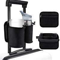 WALNEW Luggage Travel Cup Holder Hands-free Drink Caddy Attachment Drinks Carrier for Drink Beverages Coffee Mugs fits Roll on Suitcase Handles Travel Accessories