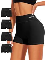 MIOTAN Women's Boy Shorts Underwear Cotton Boxers High Waisted Panties Boyshort Soft Ladies Briefs 4 Pack Multipack