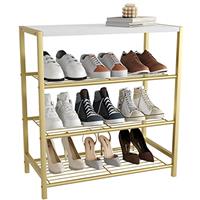 HOME BI Industrial Shoe Rack, Metal Shoe Storage Organizer, Shoe Shelves with Stable Metal Frame, Durable Shoe Shelf for Closet, Hallway, Entryway, Living Room