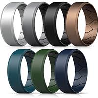 FORTHEE Silicone Wedding Ring for Men, Mens' Rubber Wedding Engagement Bands for Crossfit Workout, Breathable Airflow Inner Curve