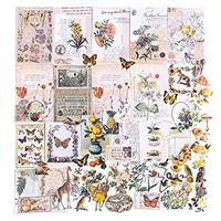 Alideco 260pcs Vintage Scrapbooking Stickers Pack,Retro Flowers, Plants, Coffee, lace, Decorative Diary Journal Embellishment Supplies Washi Paper Sticker for Craft