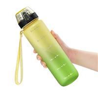 OLDLEY 1L/32oz Sports Water Bottle with Straw, 1000ml Motivational Drinks Bottle with Time Markings Leak Proof Drink & Lock Cover, BPA Free for Gym School Cycling Running Hiking