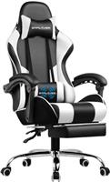 GTPLAYER Gaming Chair, Massage Ergonomic Computer Chair with Footrest and Lumbar Support Height Adjustable Gaming Chair with 360-Swivel Seat and Headrest for Office