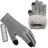 Rahhint Thermal Winter Gloves for Men Women Pure Wool Knit Gloves with fleece lining insulated Liner Keep Hand Warm Gift