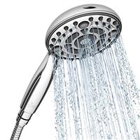 Lokby Shower Head and Hose Set 6 Settings - 1,5 m Stainless Steel Shower Hose - G1/2 Universal Connection - Shower Head High Pressure Bathroom Sinks Vessel Water Saving System - Up to 28% Less Water