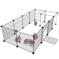 HOMIDEC Rabbit Run,Double Puppy Pen with Door,Encrypted Wire Mesh Cages 29 Panels Indoor/Outdoor DIY Metal Pet Fence for Puppy,Rabbit,Kitten,Hamster,Guinea Pig,Turtle,Hedgehog.Black(140x70x70CM)