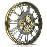 DORBOKER Real Moving Gears Wall Clock Large Modern Metal Clocks for Living Room Decor, Industrial Steampunk Unique Vintage Rustic Decorative Clock for Home Farmhouse Office