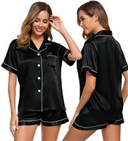 SWOMOG Pyjamas for Women Silk Satin Pyjama Bride Pjs Set Two Piece Pj Sets Button Down Sleepwear Loungewear