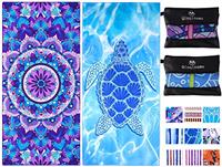 Haleey Microfibre Oversized Lightweight Beach Towel 180x80cm Extra Large Thin Sand Free Towels Travel Swim Pool Yoga Gym Camping for Adults Women Men Beach Essentials Accessories Vacation Gift