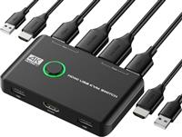 USB Switch Selector, Rybozen USB Switch 2 Computers, USB 2.0 KVM Switch Box for 2 PC Sharing 4 USB Devices, 2 in 4 out USB Hub Switch with 2 USB 2.0 Cable(1m) for Keyboard, Mouse, Scanner, Printer