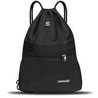 Drawstring Gym Sport Bag String Waterproof Pocket Zipper Sack Backpack for Women Men Travel Kit Bag for Hiking School Students PE Bag Outside Swimming Adult Beach Holidays