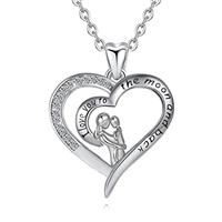 Yuluzeln Silver Mother Daughter Chain Heart Pendant, Infinit