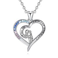 Yuluzeln Silver Mother Daughter Chain Heart Pendant, Infinit