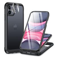 Miracase Compatible with iPhone 11/12/12 Pro Case 6.1 inch, [Built-in Glass Screen Protector] Full Body Rubber Bumper Case Cover
