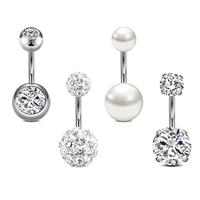 Rajnard Belly Bar 14G 6/8/10/12/14mm Belly Button Bars Surgical Steel CZ Pearl Diamond Belly Piercing Navel Bar Belly Button Ring Piercing Jewelry for Women Men