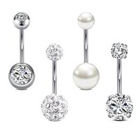 Rajnard Belly Bar 14G 6/8/10/12/14mm Belly Button Bars Surgical Steel CZ Pearl Diamond Belly Piercing Navel Bar Belly Button Ring Piercing Jewelry for Women Men