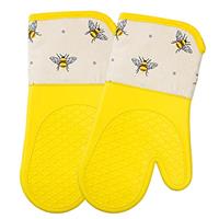 Oven Gloves Heat Resistant Silicone Shell Kitchen for 500F with waterproof, Set of 2 Oven Mitts with cotton lining for BBQ Cooking set Baking Grilling Barbecue Microwave Gauntlet 33X17 CM
