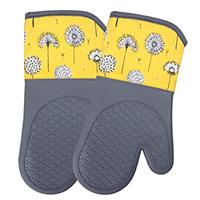 Oven Gloves Heat Resistant Silicone Shell Kitchen for 500F with waterproof, Set of 2 Oven Mitts with cotton lining for BBQ Cooking set Baking Grilling Barbecue Microwave Gauntlet 33X17 CM