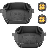 CNMTCCO Silicone Air Fryer Liners, 2Pcs Reusable Air Fryer Silicone Liners for Ninja Foodi Air Fryer AF300UK, AF400UK, Airfryer Liners Airfryer Accessories for Ninja Dual Air Fryer, 7.6L-9.5L