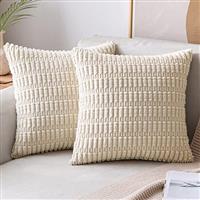 MIULEE Cushion Covers for Living Room Sofa and Bedroom Soft Corduroy Square Cushion Cover Boho Decor 18 x 18 inch 45x45 cm 2pieces