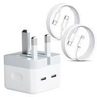 Fast Charger, 35W Dual USB C Plug Power Adapter + iPhone Charger Cable + USB C Charger Cable for iPhone 15/14/ 13/12/ 11/ X/Samsung/Pad/Speaker/AirPods