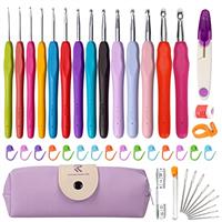 RealPlus Crochet Kits, Crochet Hooks Set for Arthritic Hands, Ergonomic Soft Grip Handles, Large Eye Blunt Needles, Best Gift for Mother, Friends, Sister, Crochet Set