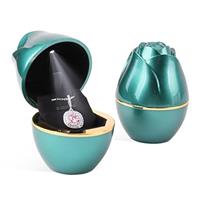 Rolin Roly Pendant Box with LED Light Green Rose Shape Velve