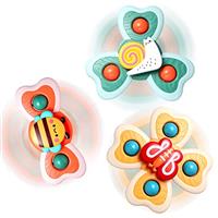 Hooku 3 Pcs Simple Dimple Suction Cup Spinner Toys, Early Education, Spinning Top/Sensory Bath Travel Toys, Best Gifts for Toddler Boy Girl Baby