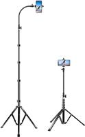 Elitehood 81-inch/205cm Tall Tripod for iPhone and Android, Flexible Phone Stand with 43cm Adjustable Gooseneck, Heavy Duty Metal Tripod for iPhone 14 Pro Max / 13 / 12