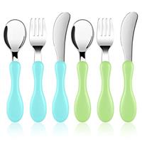 Vicloon Toddler Utensil Set - Stainless Steel Baby Forks and Spoons, Tableware Set for Kids