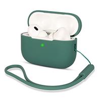 AOTUAO Compatible with AirPods Pro 2 Case Cover, Shock-Resistant Protective Silicone Case Cover for AirPods Pro 2nd Generation 2022 with Silicone Lanyard, Front LED Visible