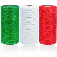Tenn Well 3 Rolls Deco Mesh Rolls for Wreath Making Supplies, 6 Inch x 10 Yards Christmas Mesh Ribbon for Wreaths, Swags and Christmas Decoration