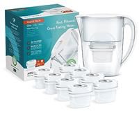 Aqua Optima Liscia Water Filter Jug & 3 x 30 Day Evolve+ Filter Cartridges, 2.5 Litre Capacity, for Reduction of Microplastics, Chlorine