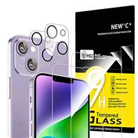 NEW'C 4 Pack, 2 Pack for iPhone 15 Screen Protector (6.1 inch) + 2 Pack Camera Lens Protector, Sensor Protection,Case Friendly Tempered Glass Film