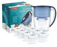Aqua Optima Liscia Water Filter Jug & 3 x 30 Day Evolve+ Filter Cartridges, 2.5 Litre Capacity, for Reduction of Microplastics, Chlorine