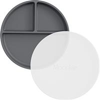 Moonkie Suction Plates for Babies & Toddlers | BPA-Free Silicone Divided Plates with Lid | Microwave and Dishwasher Safe - 2 Pack (Pale Mauve/Blush)