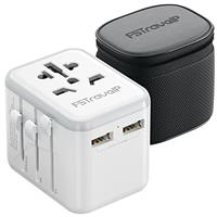 2 Pack Universal Travel Adapter, Travel Plug Adapter Worldwide with 2 USB and 1 AC Socket, FSTravelP International Travel Adapter for EU, USA, UK, Australia, Universal Plug Adaptor for Multi Countries