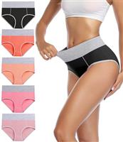 wirarpa Underwear Women High Waist Cotton Knickers Ladies Panties Full Coverage Briefs Underpants Plus Size Multipack