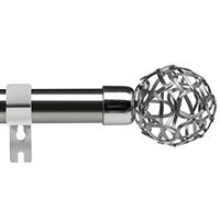 Black and Silver Round Hollow Out Finials Curtain Poles, For Eyelet Curtain Rods, Fittings Set, Window Pole for Living Room and Door