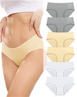PULIOU Womens Underwear Multipack Knickers Ladies Pants Mid Rise Soft Cotton Panties Briefs Breathable Comfy Stretchy Basic pack of 6