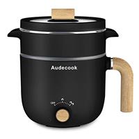 Audecook Electric Hot Pot, 1.5L Portable Non-Stick Mini Multifunctional Cooker, Shabu Hot Pot, Electric Skillet with Dual Power Control for Ramen Noodles/Pasta/Egg/Soup/Oatmeal