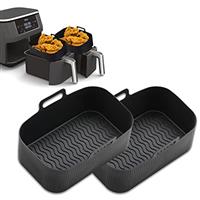 Silicone Air Fryer Liners for Ninja Air Fryer Dual, Ninja Air Fryer Accessories, Reusable Air Fryer Silicone Liner, Airfryer Liners Airfryer Accessories for Ninja Dual Air Fryer Accessories,2xblack